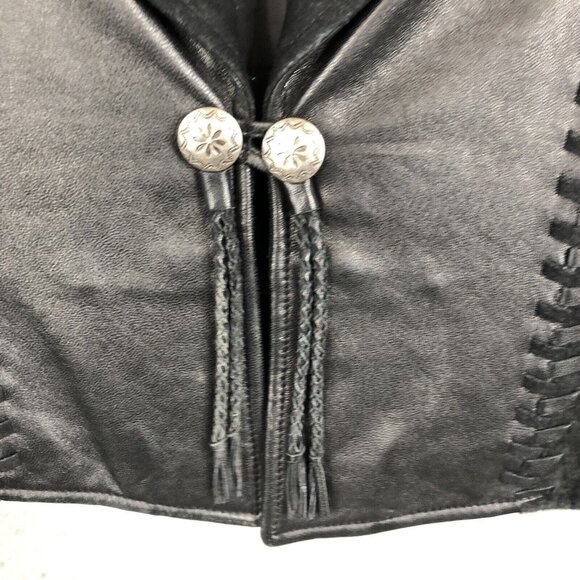 Cripple Creek Leather Jackt Womens Small Black Western Concho Braided Ranch - Picture 16 of 16